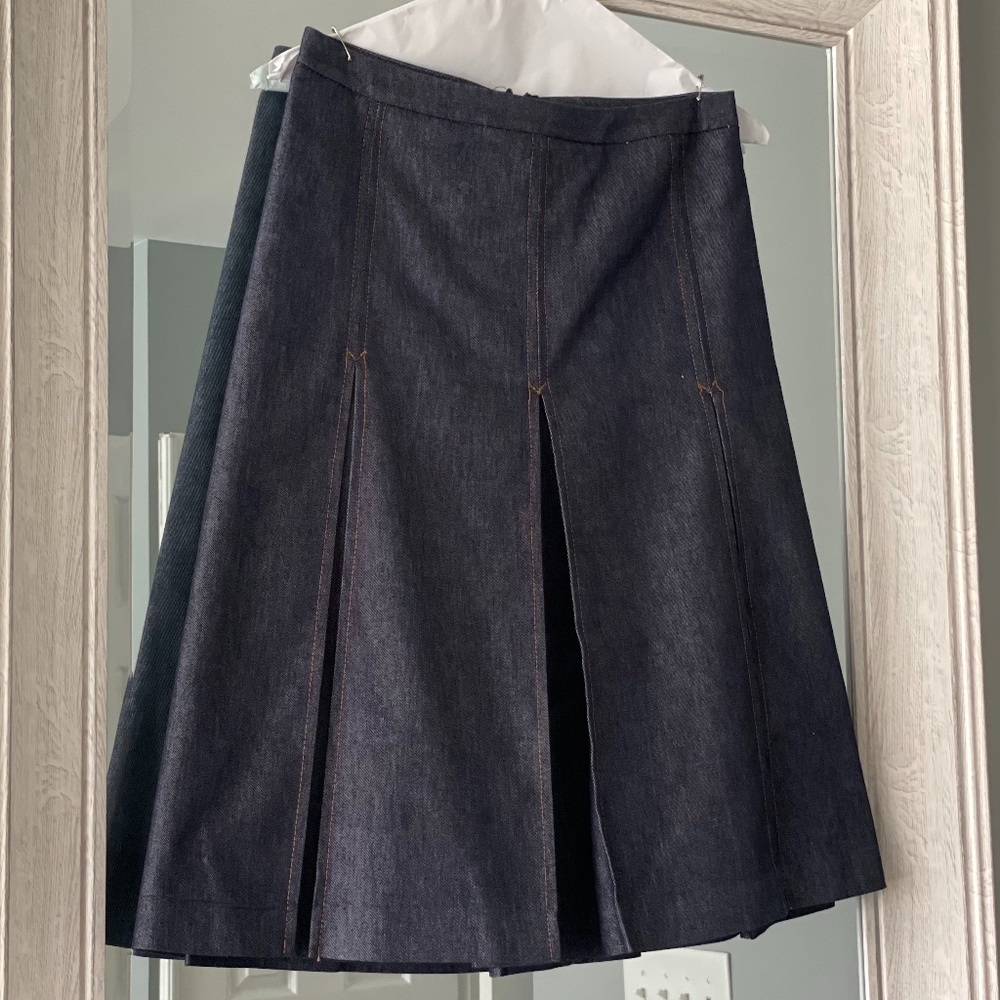 Zara Pleated Denim Skirt